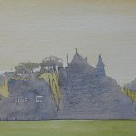 Aquarel met blik op de Ruïne van Brederode gemaakt in 2011